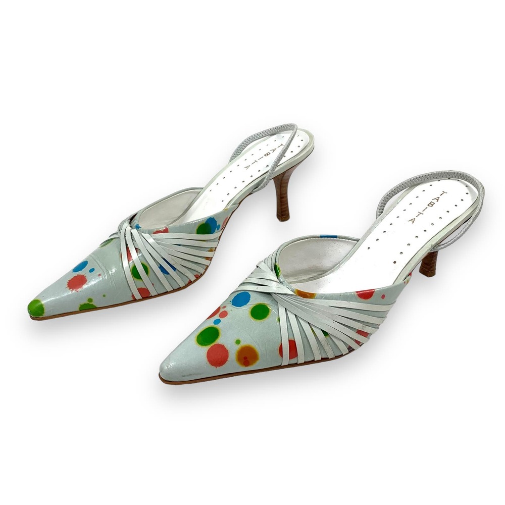 ❌SOLD❌ 1990's leather pointed toe funky slingback heels by TABITA - Picture 2 of 13